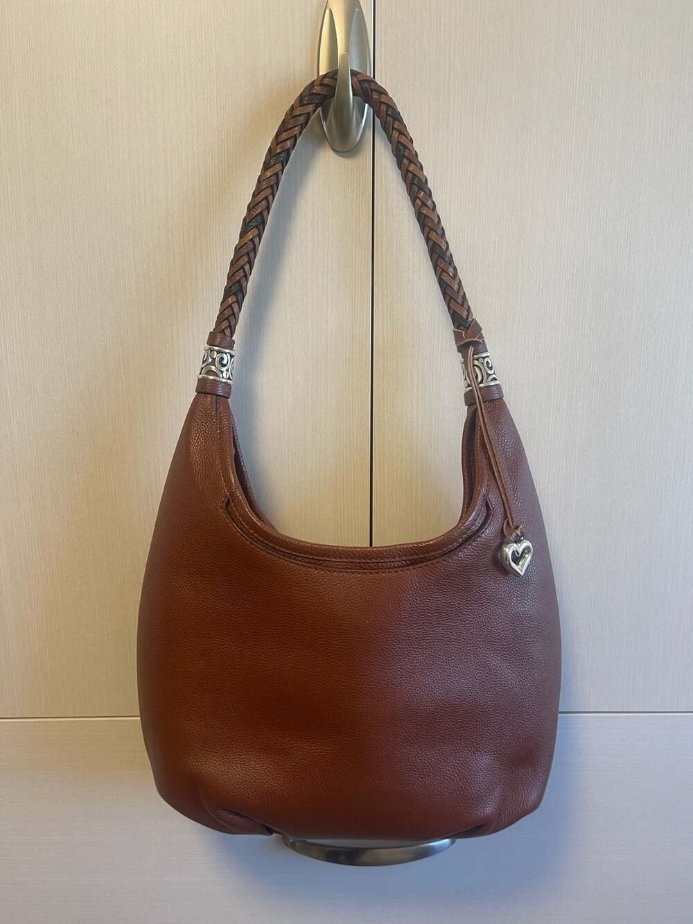Brighton Shelby Hobo Brown Pebbled Leather Handbag